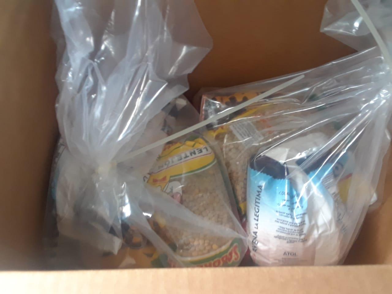 Food package given out daily to poor during pandemic in Guayaquil.