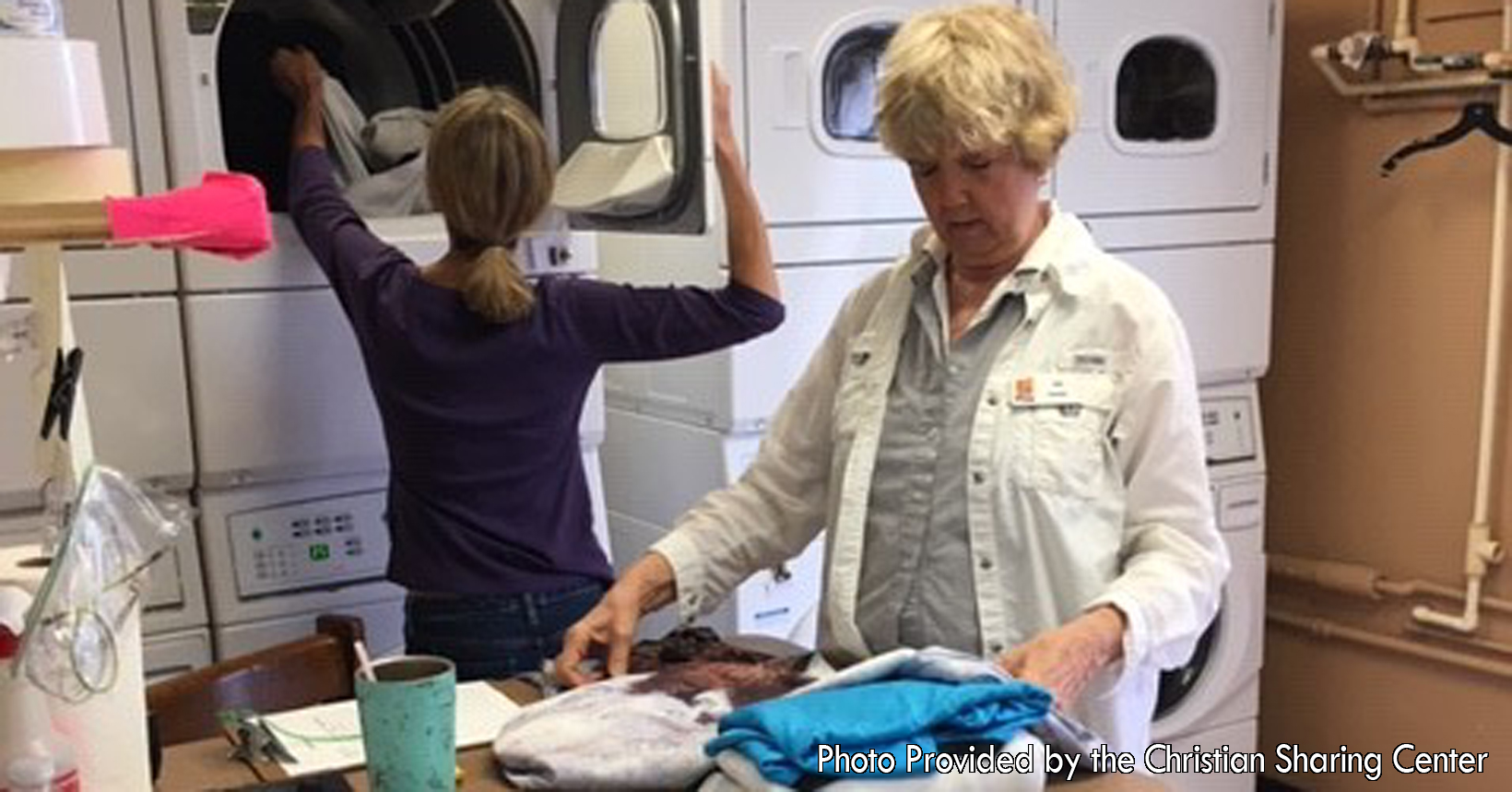 Wendy Shiner captures a moment where volunteers are helping in the laundry room. The Christian Sharing Center could not operate effectively without the help from these great individuals. Volunteers have saved the project over $1.4M in labor expenses volunteering weekly. Over 1,198 bags of laundry have been washed and folded.