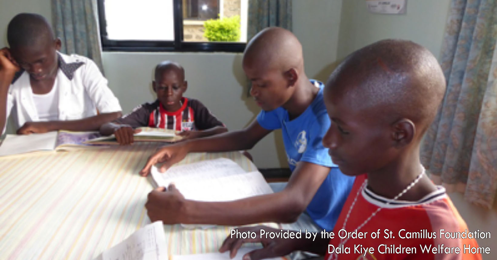 Roseline, Mercy and Malvin are gathered with their fellow peers reading in their study time. Each of the books has a set of problems that allows them to test their knowledge on the information they have received. This helps the orphans to get a better understanding on the process of solving their problems.