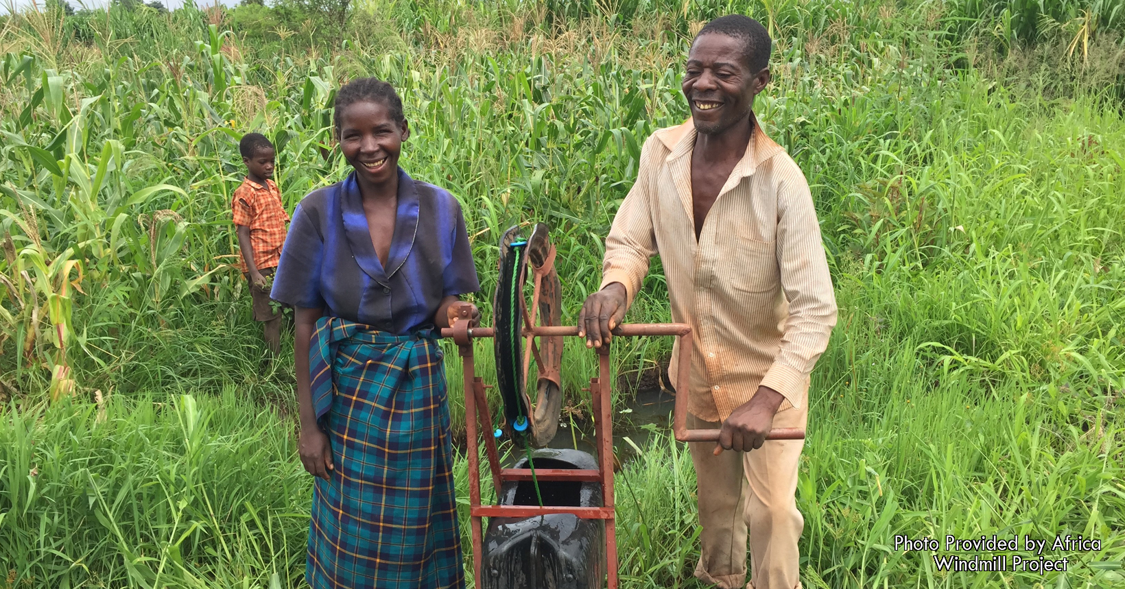 This hand crank pump was received by the Malaidza family in 2020. The pump allows them to garden during the dry season to keep their food supply sustainable.